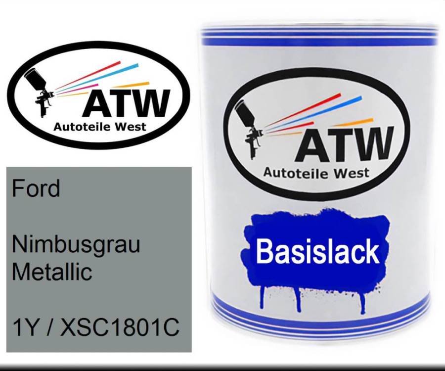 Ford, Nimbusgrau Metallic, 1Y / XSC1801C: 1L Lackdose, von ATW Autoteile West.